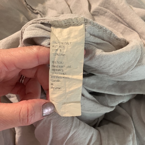 Elena Baldi Linen Shirt Dress Natural color 3/4 Button Up Size Small - Picture 6 of 8